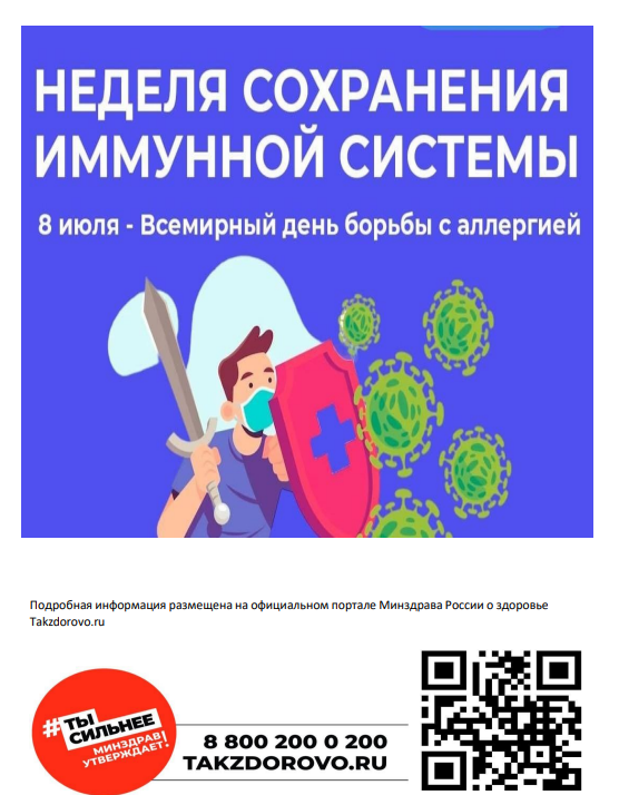 Неделя профилактики аллергических заболеваний  (в честь Всемирного дня борьбы с аллергией 8 июля).